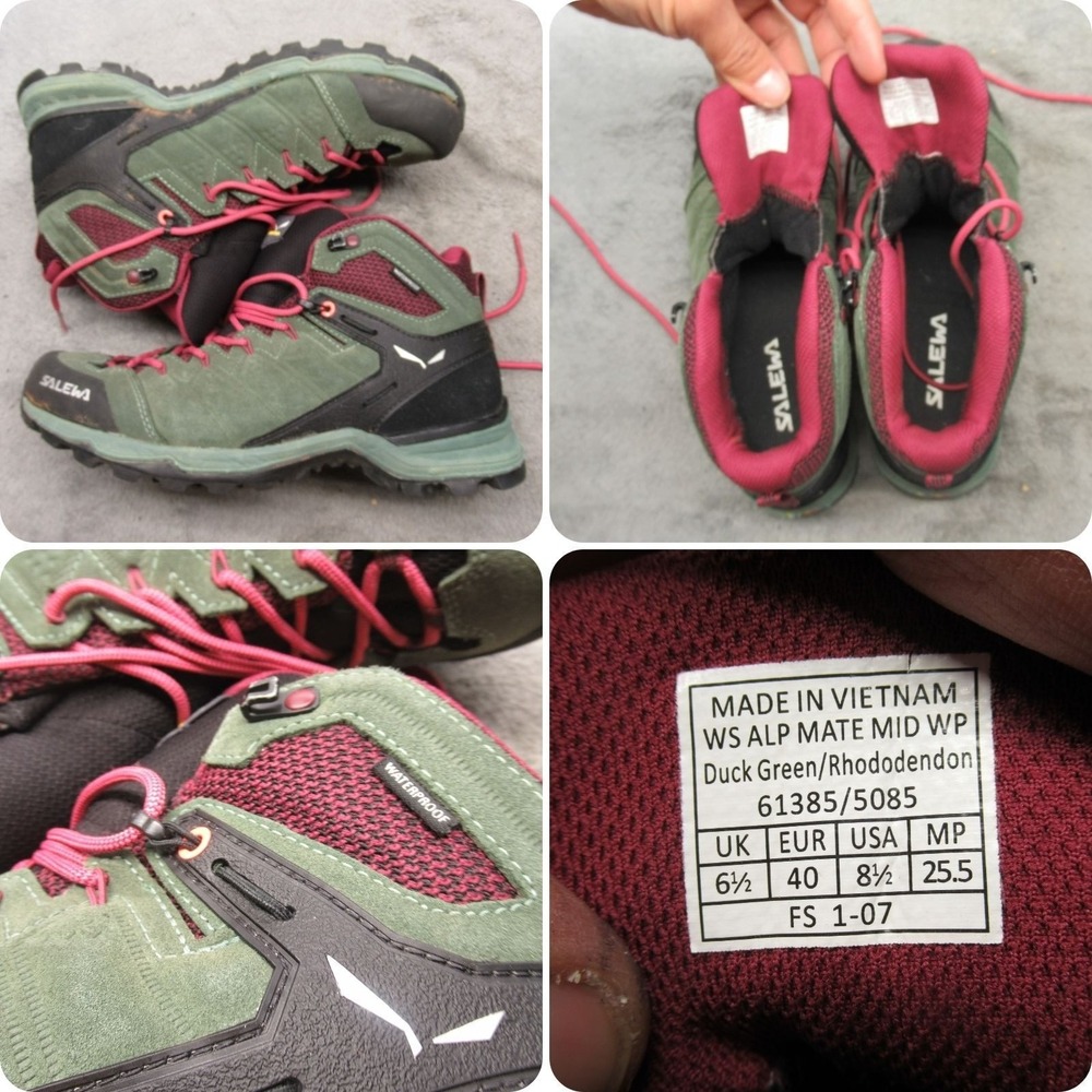 Salewa Women 8.5 Hiking Boots Duck Green Waterproof Lace-Up Alp Mate Mid Duck